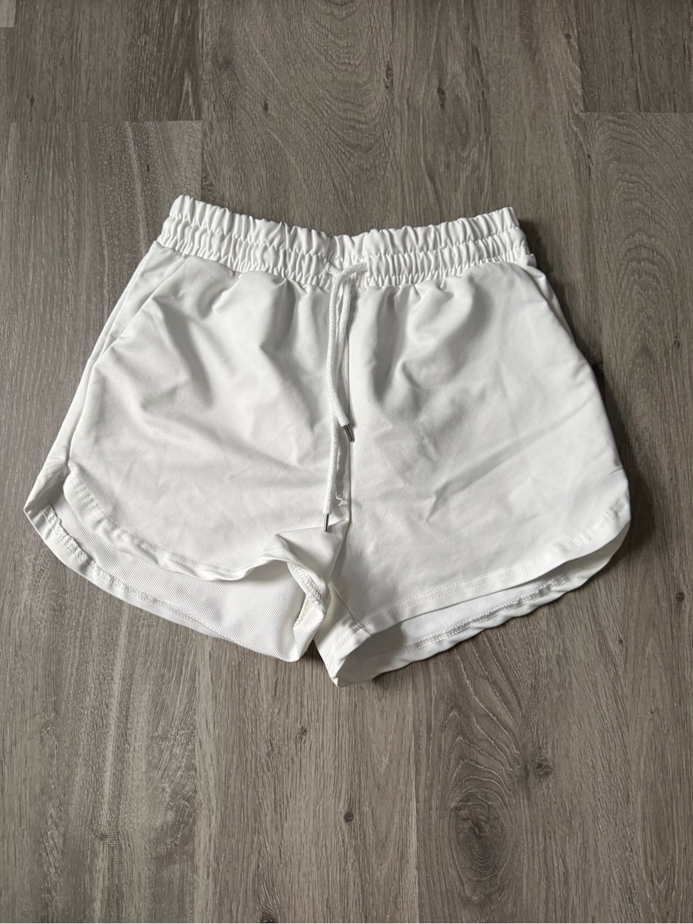 Women’s White Athletic Drawstring Shorts